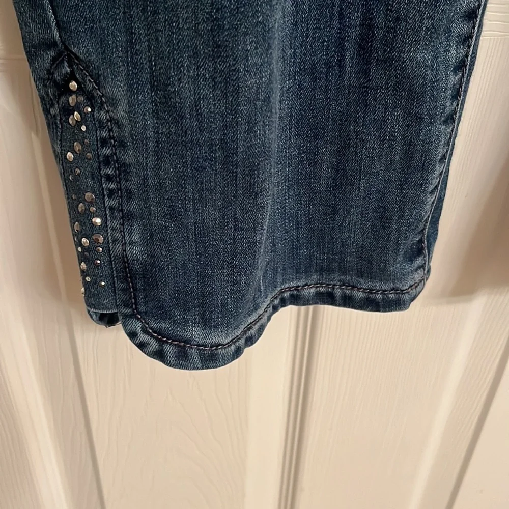Secrets Collection David Vered Blue Capri Length Sequined Jeans Cotton-blend 12